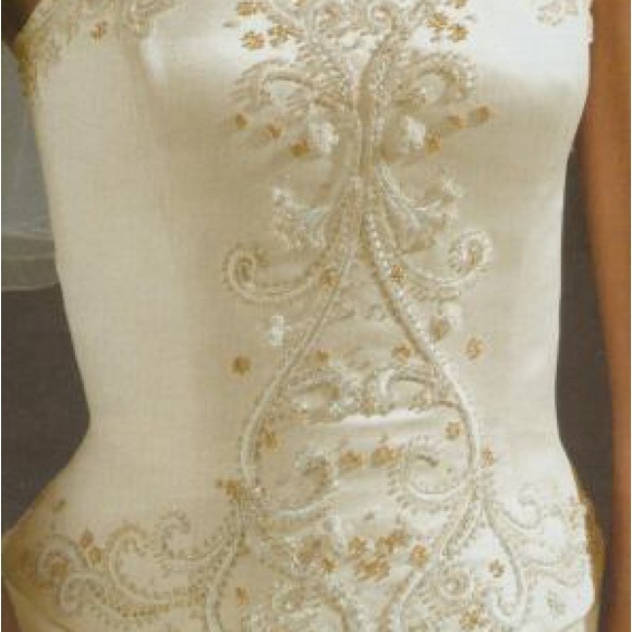 Oleg Cassini Ivory Champagne Dress - Picture 2 of 3